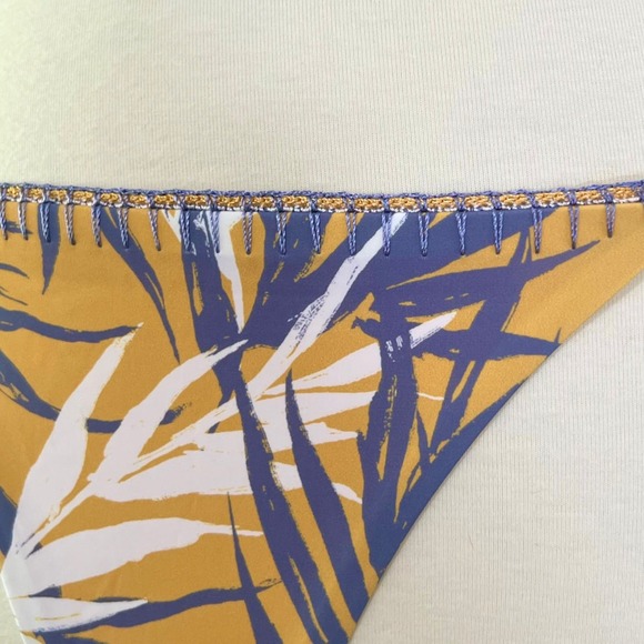 Red Carter Bamboo Leaf Print Crochet Lace Trim Bikini 2-Piece Swim Set In Amber - Picture 4 of 12